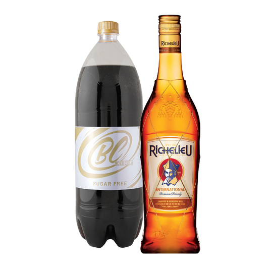 Richelieu International Premium Brandy 750ml & Boer Cola Sugar Free 2L