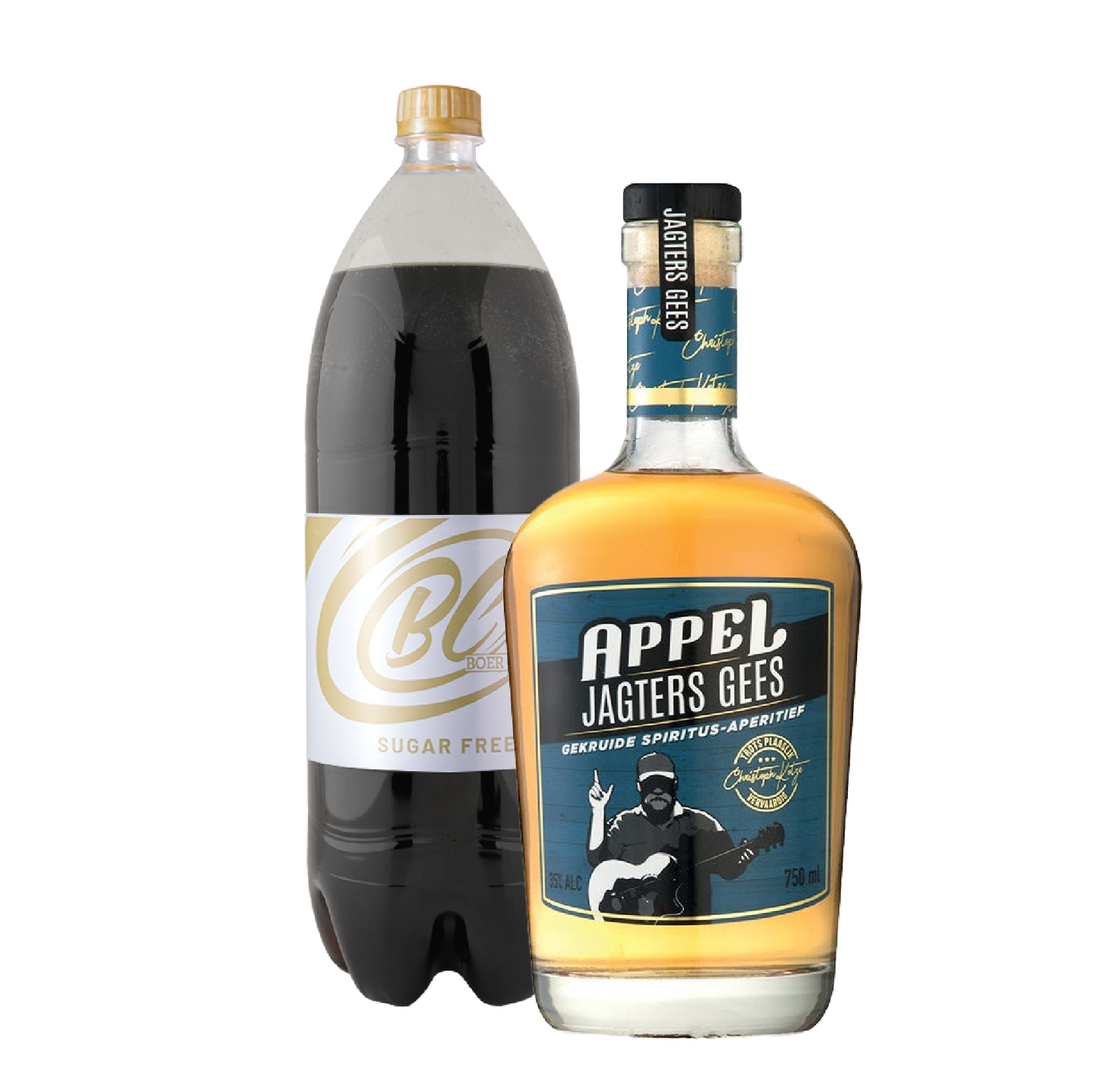 Appel Jagters Gees Spiced Rum 750ml & Boer Cola Sugar Free 2L