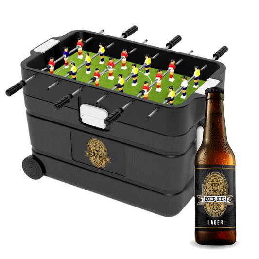 Boer Bier 60L Cooler with Foosball Table + 1 Case of Boer Bier