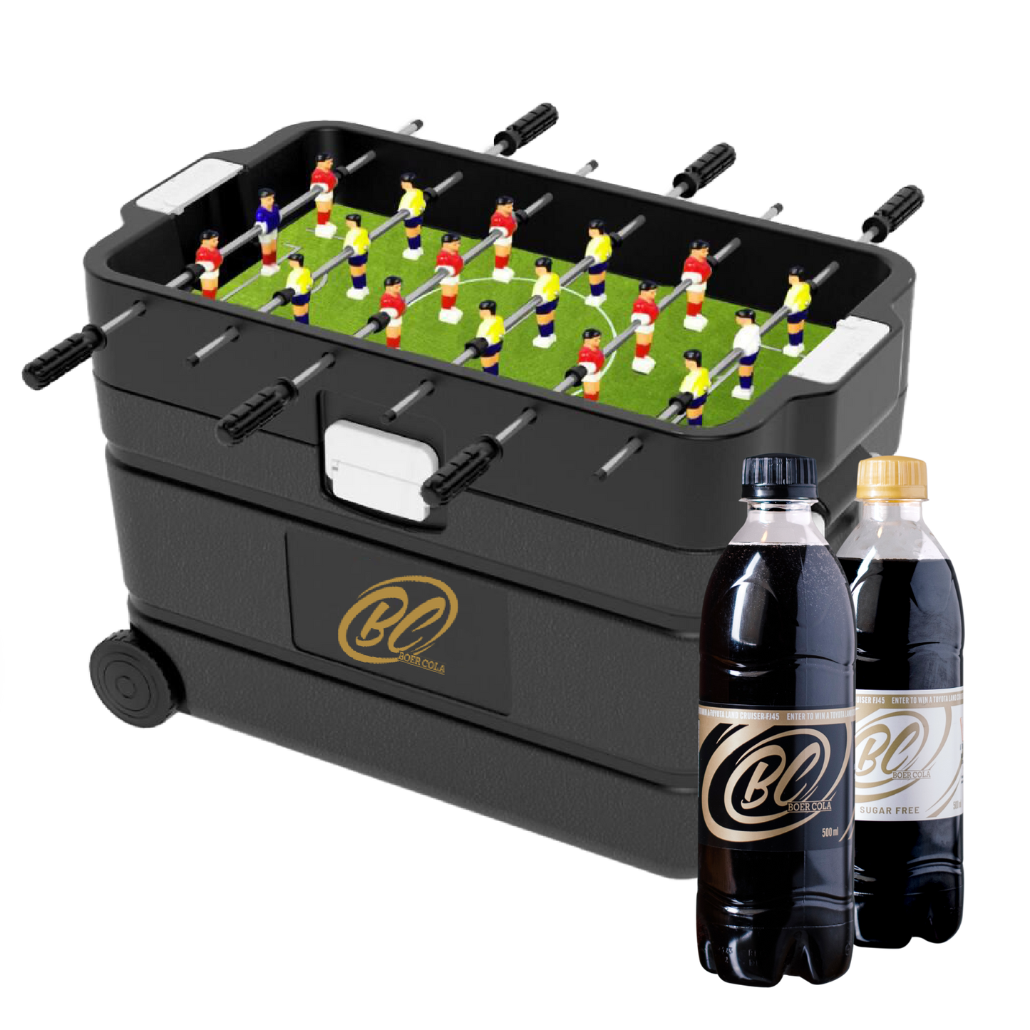 Boer Cola 60L Cooler with Foosball Table + 2 Cases of Boer Cola